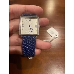 Certus Square Quartz Watch Blue Lizard Pattern Strap Roman Numerals